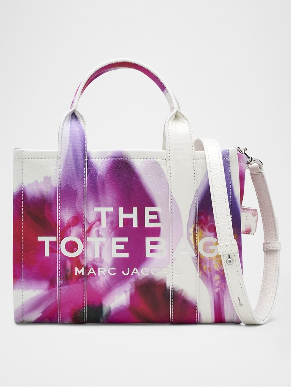 Marc Jacobs FUTURE FLORAL MEDIUM Leather Tote with Pink and Purple Floral Print - Picture 9 of 9
